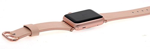 JSGJMY Apple Watch Band 38mm Women Genuine Leather Loop with Rose Gold Metal Clasp for Iwatch Series 3/Series 2/Series 1/Edition/Sport(Soft Pink+Rose Gold Buckle) - Thumbnail 3