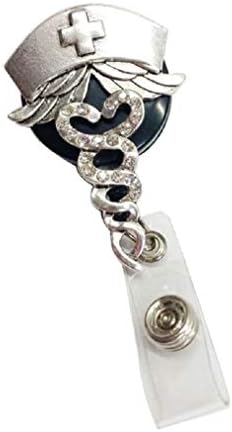 AYHU Nurse RN Retractable Badge Reel for Nurse Office Name ID Badge Holder with 360° Swivel Clip (White)
