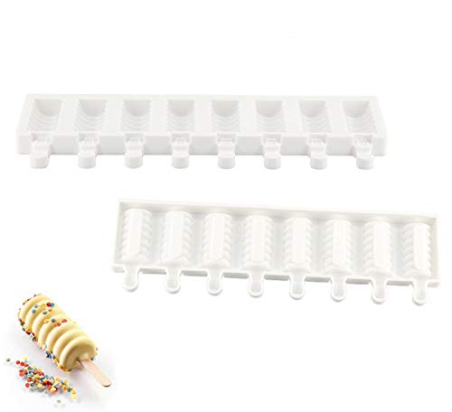 Joho Ice Cream Bar Molds Silicone, Reusable Popsicle Molds Ice Pop Molds Maker with Wooden Sticks,Tango,8 cavity - Thumbnail 7