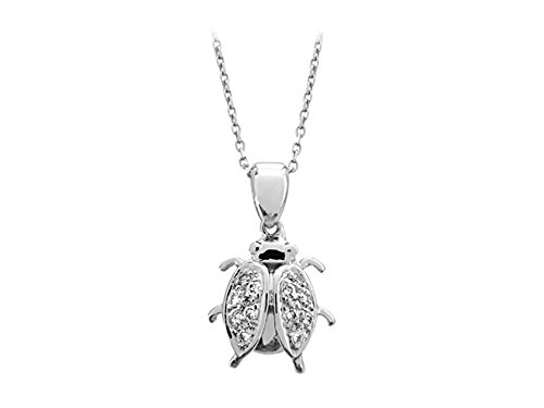 Diamond Stone Ladybug Necklace in 18K Gold