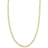 Men's 14K Gold Plated 1.7mm 4 Gauge Figaro Chain Link Necklace Sterling Silver Italian 7-36 inch