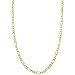 Men's 14K Gold Plated 1.7mm 4 Gauge Figaro Chain Link Necklace Sterling Silver Italian 7-36 inch