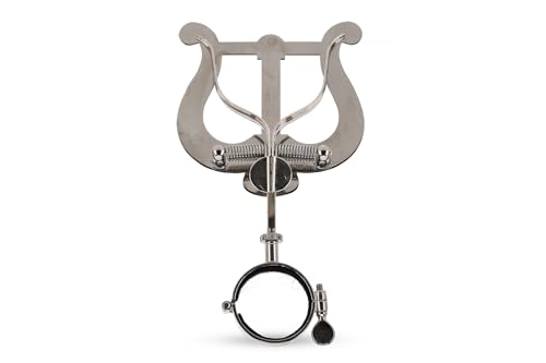 GEWA Marching Music Holder Bb-Clarinet - Nickel Plated - Large Lyra - 2 Pushers - Ring Diameter 33 mm