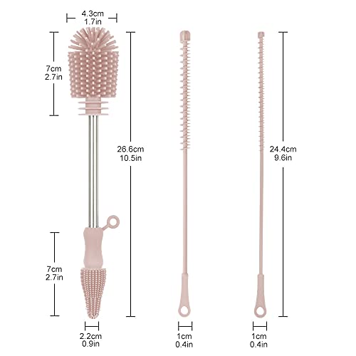 haakaa Silicone Cleaning Brush Kit Blush Scrub Brush for Breast