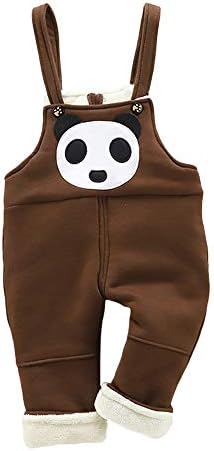 Armfer Infant Toddler Kid Boys Girls Cartoon Bear Print Plush Thick Warm Overall Suspender Trousers