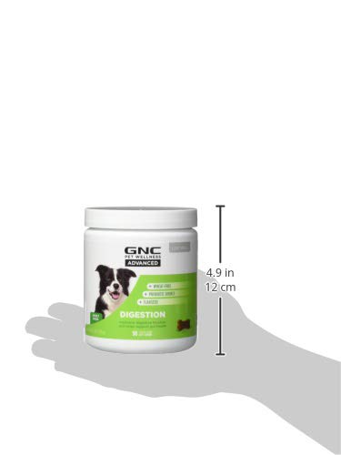 GNC PETS ADVANCED DIGESTION DOG SUPPLEMENTS, SOFT CHEW DIGESTIVE SUPPORT WITH FLAXSEED & PROBIOTICS FOR GUT HEALTH, CHICKEN FLAVOR VITAMINS & ENZYMES SUPPLEMENT FOR ALL DOGS, 90 COUNT