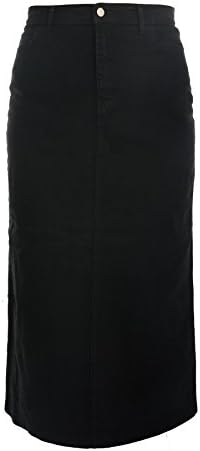 Ladies Women's Black Stretch Denim Maxi Skirt Sizes 4 to 28. Length 35"