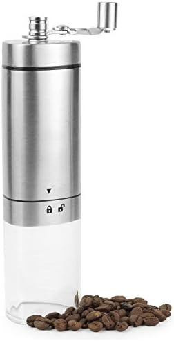 DPOB Manual Portable Coffee Grinder, Stainless Steel Portable Coffee Grinder / Adjustable Ceramic Cone Grinder for Family, Travel, Camping / Visible window Can View Coffee Grinding Thickness