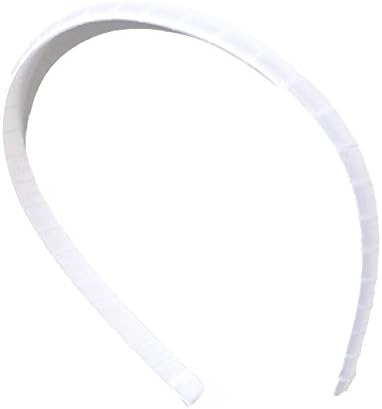 3/8" Headband Wrapped with Satin Ribbon, 6pc Packed (White)