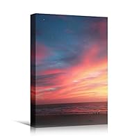 Canvas Wall Art Sun Setting into The Ocean Coastal Multicolor Photography Relax/Calm Romantics Sunset - 12x18 inches