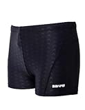 EASEA Men`s Quick Dry Compression Square Leg Swimsuit X-Large Black(Black Line)