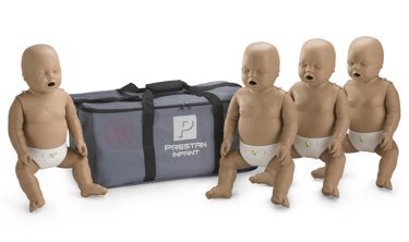 4-Pack of Infant CPR Manikins with Compression Rate Monitors by Prestan, Dark Skin Tone PP-IM-400M-DS