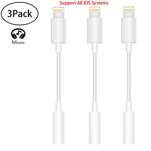 WQTG Adapter Headphone Jack to 3.5mm Dongle for 7/7Plus 6/6Plus.Earphone Adaptor Female Connector Audio Cable Earbuds Accessories Aux Converter White Compatible with 12
