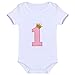 Baby Girls First Birthday Clothes One-piece Bodysuit 1st Crown Romper+Ruffle Tulle Skirt+Bowknot Headband 3PCS Set Toddler Infant Smash Cake Outfits for Casual Photo Shoot Pink Age 1 Year Old