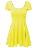 NINEXIS Women's Basic Short Sleeve Round Neck A-Line Flared Dress
