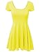 NINEXIS Women's Basic Cap Sleeve Pleated A-line Dress with Scopp Neck and Back S-3XL