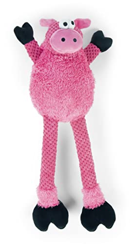 goDog Checkers Skinny Pig Squeaky Plush Dog Toy, Chew Guard Technology