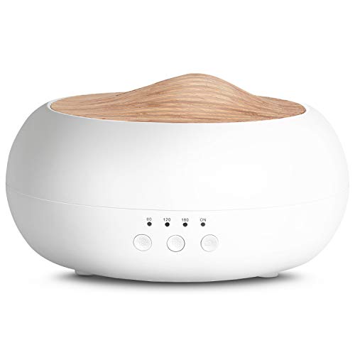 SALKING Aroma Diffuser, 250ml Ultraschall Öl Aromatherapie Diffusor für ätherische Öle, Raumbefeuchter Elektrisch Duftlampe, Warmweiß Licht Weiß Holzm