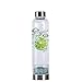 AMOYSTONE Aquamarine Crystal Crushed Stones Water Bottle Infuser Energy with Removable Crystal Protective Sleeve 450ml