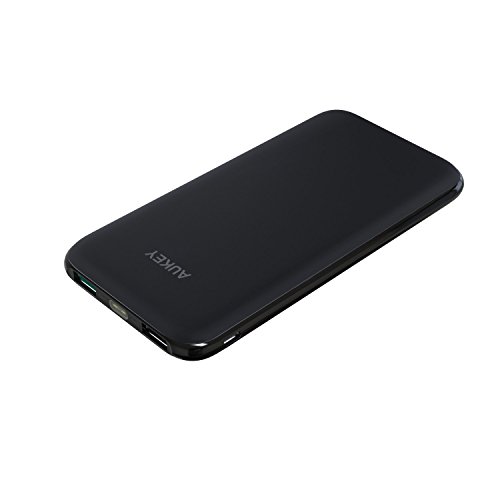 AUKEY 10000mAh Portable Charger, Slimline Design Power Bank Dual-Port 2.4A Output Battery Pack for iPhone X/8/Plus, Samsung Galaxy Note8 and More