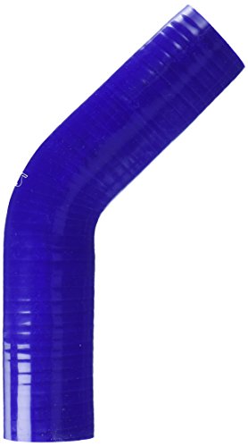 HPS HTSEC45-200-BLUE Silicone High Temperature 4-ply Reinforced 45 degree Elbow Coupler Hose, 55 PSI Maximum Pressure, 4" Leg Length on each side, 2" ID, Blue
