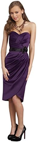 Mori Lee 898 Gathered Strapless Short Dress, Grape/Black, 8