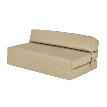 Cream Faux Leather Double Fold Out Foam Z Bed Guest Mattress Sofa