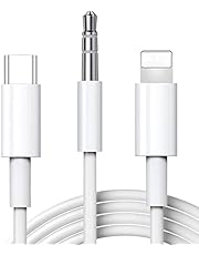 2 in 1 Aux Cord Compatible for iPhone and Type-c, USB C & Lightning to 3.5mm Aux Audio Cable Headphone Jack Adapter Compatible with iPhone 13 12 Samsung Galaxy S10 and More (White)