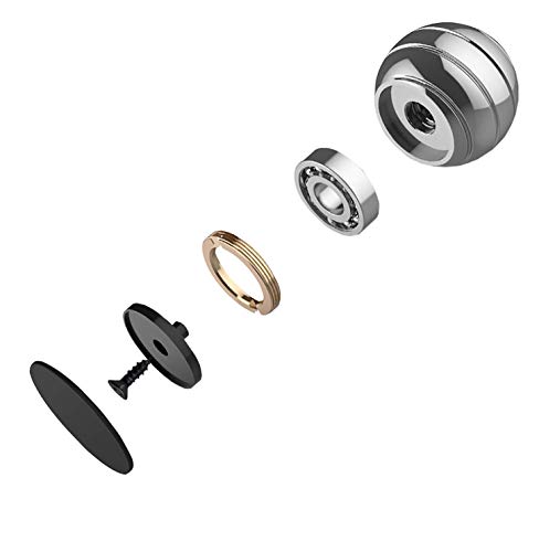 CaLeQi Desktop Ball Transfer Gyro Aluminum Alloy Kinetic Desk Toy Stress Relief Office Executive Gadgets Metal Ball Full Disassembly Rotary Decompression Toy-Small (Black) - Thumbnail 2