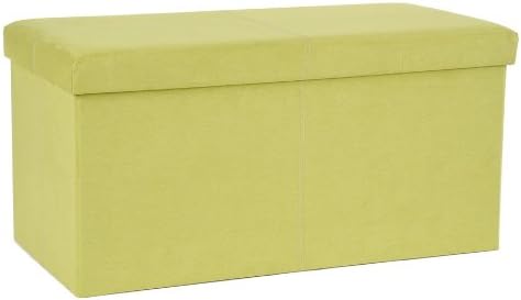 FHE Group Microsuede Folding Storage Ottoman Bench, 30 by 15 by 15 Inches, Green
