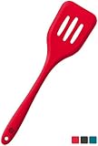 StarPack Premium Silicone Turner Spatula/Slotted Spatula, High Heat Resistant to 600°F, Hygienic One Piece Design, Non Stick Rubber Kitchen Utensil for Fish, Eggs, Pancakes, Wok (Cherry Red)