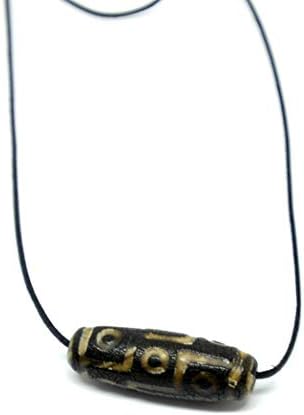 Old Tibetan Agate Dzi Bead Energy Pendant Necklace On Adjustable Cord (Nine Eye Dzi Bead The King of Dzi Beads for Completeness and Fullness)
