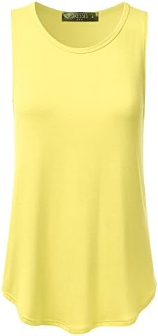 DRESSIS Womens Sleeveless Round Neck Loose Fit Flared Tank Top