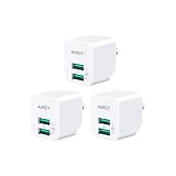 AUKEY USB Wall Charger, Ultra-Compact Mini Charger with Dual-Port 2.4A Output & Foldable Plug, Compatible with iPhone 11 Pro/11 Pro Max/11/XR, Samsung Galaxy S9/S9+, iPad Pro/Air 2, and More(3-Pack)