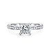 Hafeez Center 4-Prong Set 1.0 CT Princess Brilliant Cut Simulated Diamond CZ Solitaire Engagement Wedding Ring Rhodium Plated Sterling Silver, 2.16 CTW
