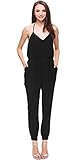 Sheinside® Women's Black Spaghetti Strap V Neck Loose Jumpsuit