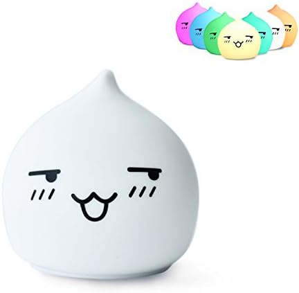 Lafedy Night Light Silicone Bedroom Warm White and Automatic Optional 7 Colour Changing Sensitive Tap Control Rechargeable Portable Baby Gift Lamp (Battery-Cute)