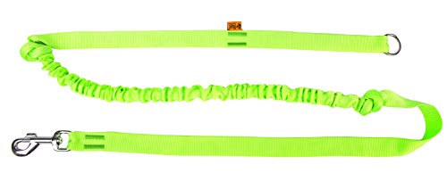 DINGO Canicross Lead with Shock Absorber, 1 Handle, Lightweight, Pull Absorption, Attachable Leash for Running, Sports, Jogging, Training, Polyamide, Handmade, Green (14695-2)