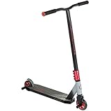 Mongoose Rise 100 Pro Freestyle Stunt Kick Scooter, Featuring Lightweight Alloy Deck with Full-Coverage Max Grip and Bike-Style Handlebars, Wheel Pegs Included, 100mm Alloy Wheels, Black/Red