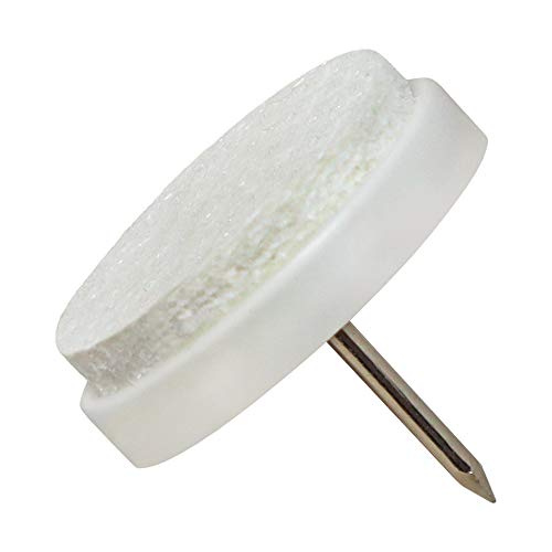 Adsamm® / 32 x Felt-pads with nail | Ø 0,94 (Ø 24 mm) | white | round | Premium quality furniture sliders with nail by Adsamm®