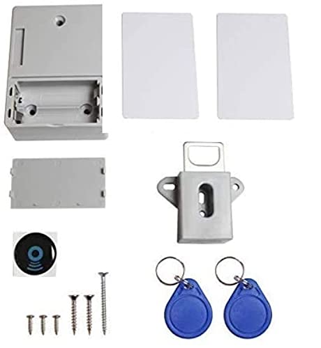CHJGLNL Electronic Cabinet Lock Kit Set Hidden DIY Lock for Wooden Cabinet Induction RFID DIY Hidden Safety Drawer Locker RFID Card/Tag Entry (Gray)
