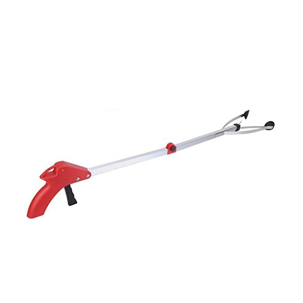 Omabeta Nest Picker Grabber Tool Prullenbak Grabber Positie Lock Vouwen voor Tuin Bladeren (Rood handvat)