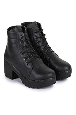 Buy Hanna Women S Leather Ankle Boots High Ankle Length Casual Boots For Girls High Neck Shoes For Girls Women S Casual High Heels Boots Shoes Black 36 At Amazon In