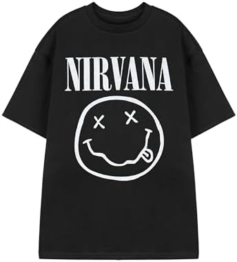 Nirvana Smiley Face T-Shirt for Men | Black Short Sleeve Graphic