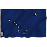 Anley Fly Breeze 3x5 Foot Alaska State Polyester Flag - Vivid Color and UV Fade Resistant - Canvas Header and Double Stitched - Alaska AK State Flags with Brass Grommets 3 X 5 Ft