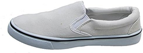 Goldwater Men's Casual Slip-On Canvas Low Top Sneakers Skate Shoes (12.5, White)