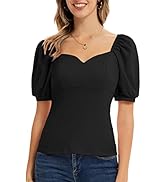 GRACE KARIN Women's Lantern Long Sleeve Blouse Retro Slim Fit Sweetheart Neckline Shirt Tops Vintage