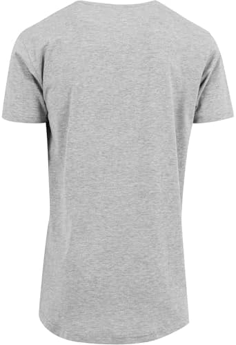 Herren Shaped Long Tee – Langes T Shirt aus Baumwolle mit abgerundetem Saum im Streetwear Style für Alltag Freizeit und Casual Outfits,Heather Grey,5XL