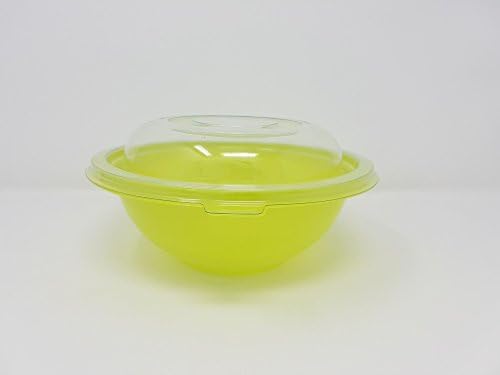 Plastic Salad Bowls/Containers with Lid - Green - 32oz (.9 Litre) - Pack of 10