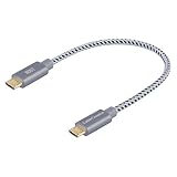 CableCreation Short USB OTG Cable, Micro USB to Micro USB Cable, Compatible with DJI Remote Controlller USB OTG Mobile Device Adapter, 0.2 M/ 8 Inch,Black and White